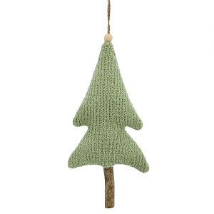 Green Fabric Knit Tree Hanging Decoration (18cm)