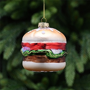 Glass Beef Burger Bun Hanging Decoration (9cm)