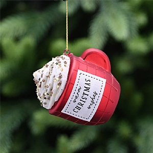 Red Glass Cup Whipped Cream Hanging Decoration (8cm)