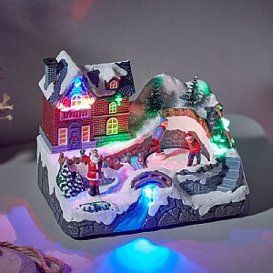 Three Kings Skaters Village SnowScene (14cm x 18cm)