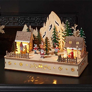 Three Kings InLit Santa's Woodland Village WhimScape (20cm x 28cm)