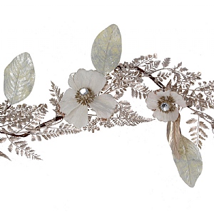 Gisela Graham Magnolia and Fern leaf Garland - Cream & Gold