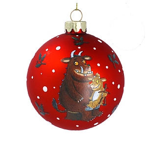 Gisela Graham Gruffalo & Child Glass Bauble - Red