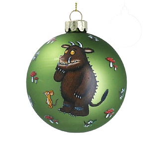Gisela Graham Matt Apple Green Gruffalo & Mouse Glass Bauble (8cm)