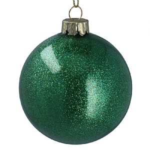Gisela Graham Green Glitter Sealed Glass Bauble