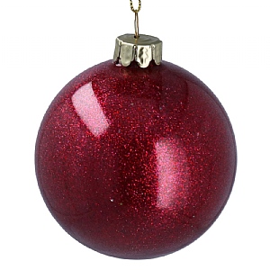 Gisela Graham Plum Glitter Sealed Glass Bauble (8cm)