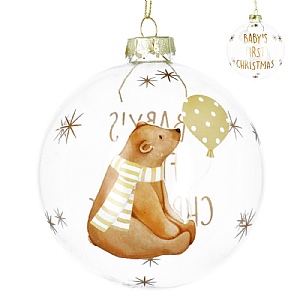 Gisela Graham Clear Baby's First Christmas Teddy Glass Bauble (10cm)