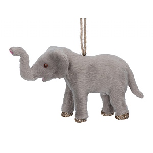 Gisela Graham Faux Fur Elephant Hanging Decoration (8cm)