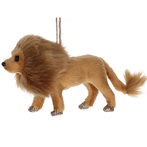 Gisela Graham Faux Fur Lion Hanging Decoration (15cm)