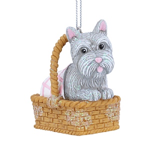 Gisela Graham Resin Toto in Basket Hanging Decoration