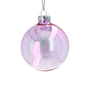 Gisela Graham Clear Glass Bauble - Pink (8cm)