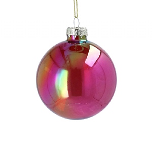 Gisela Graham Lustre Glass Bauble - Cerise (8cm)