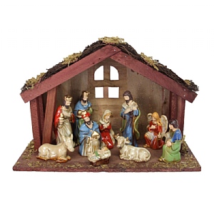 Gisela Graham Nativity Scene with Stable 11 piece set (19cm)