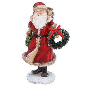 Gisela Graham Resin Santa with Wreath Ornament