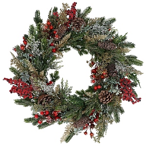 Gisela Graham Red Berry Cone & Foliage Wreath