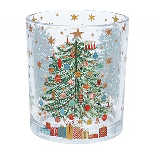 Gisela Graham Nostalgia Glass Candle Holder with Christmas Tree
