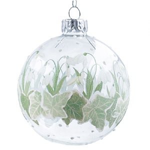 Gisela Graham Clear Snowdrops & Ivy Glass Bauble