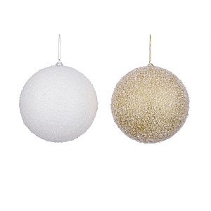 Bauble – Gold & White Set of 2 (15cm)
