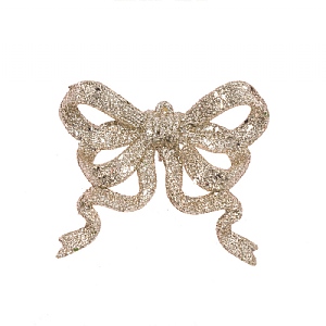 Floralsilk Champagne Glittered Bow Clip (11cm)