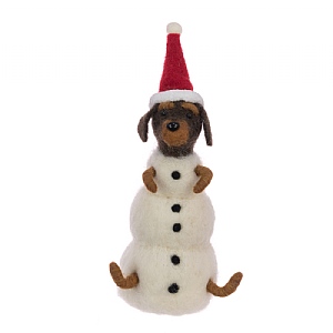Floralsilk Felt Snowman Daschund (18cm)