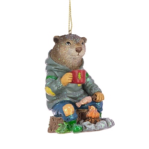 Floralsilk Resin Otter Christmas Fire Hanging Decoration (8cm)