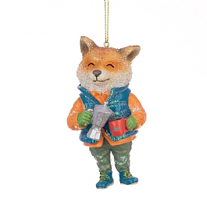 Floralsilk Resin Fox & Flask Hanging Decoration (9cm)
