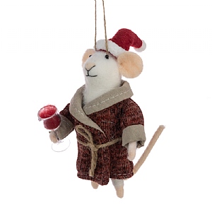Floralsilk Felt Mouse In Dressing Gown (15cm)