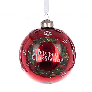 Floralsilk Red Glass Maria Bauble (10cm)