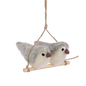 Floralsilk Felt Two Birds On Swing (6cm)
