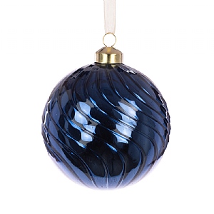 Floralsilk Blue Glass Arlette Bauble (10cm)