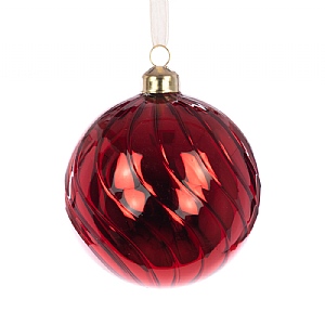 Floralsilk Red Glass Arlette Bauble (10cm)