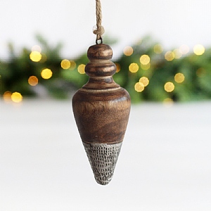Silver Inlay Cone Hanging Tree Decoration (15cm)