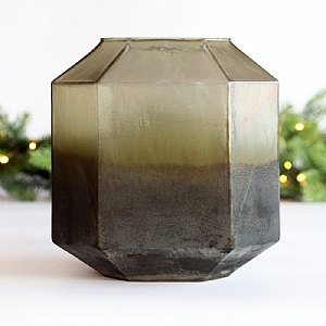 Octagon Luster Vase (26.5cm) - Green