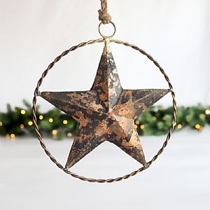 Distressed Metal Star Hanging Tree Decoration (24cm)