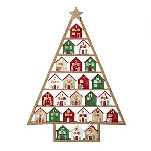 Wooden Advent Tree with Houses (61cm)