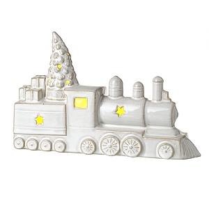 White Ceramic Train Tealight Holder (23cm)