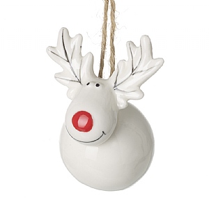 White Rudolph Hanging Decoration (7cm)
