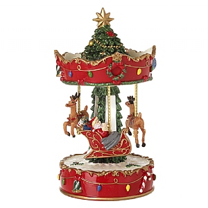 Santa Sleigh Merry Go Round (25cm) - Red
