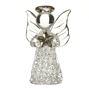 Angel with Gold Star Glass Hanging Decoration