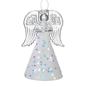Angel with Stars Skirt Glass Hanging Decoration