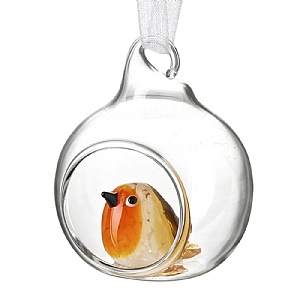 Robin Glass Hanging Decoration