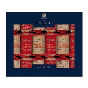 Tom Smith 8" Luxury Crackers - Kraft "Seasons Greetings" (Box of 6)