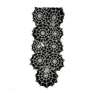 Walton & Co. Embroidered Cobweb Table Runner - Black