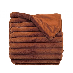 Walton & Co. Ribbed Faux Fur Throw - Spice