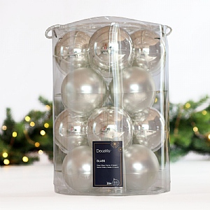 Decoris Silver Baubles (Box of 16)