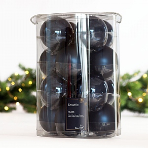 Decoris Night Blue Baubles (Box of 16)
