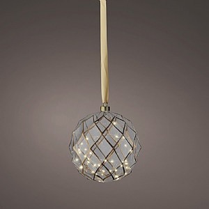 Lumineo Battery Operated Micro LED Filigree Glass Ball (20cm / 40 LEDs) - Warm White