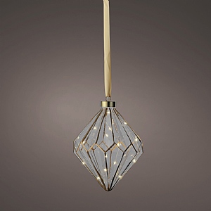 Lumineo Battery Operated Micro LED Filigree Glass Diamond (16cm / 15 LEDs) - Warm White