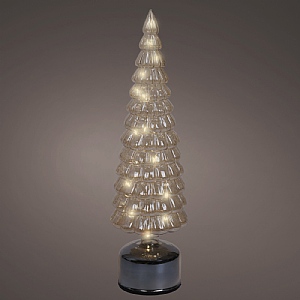 Lumineo Battery Operated Rotating Amber Glass Micro LED Tree (11x39cm) - Warm White