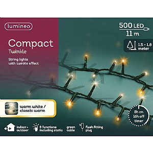 Lumineo Compact String Lights – Warm & Cool White (500 LEDs)